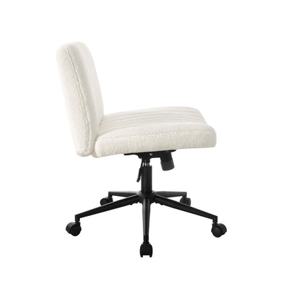 Oikiture Mid Back Office Chair Wide Seat with Wheels Sherpa White-Office Chairs-PEROZ Accessories