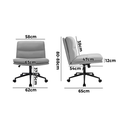 Oikiture Mid Back Office Chair Wide Seat Linen Grey with Wheels-Office Chairs-PEROZ Accessories