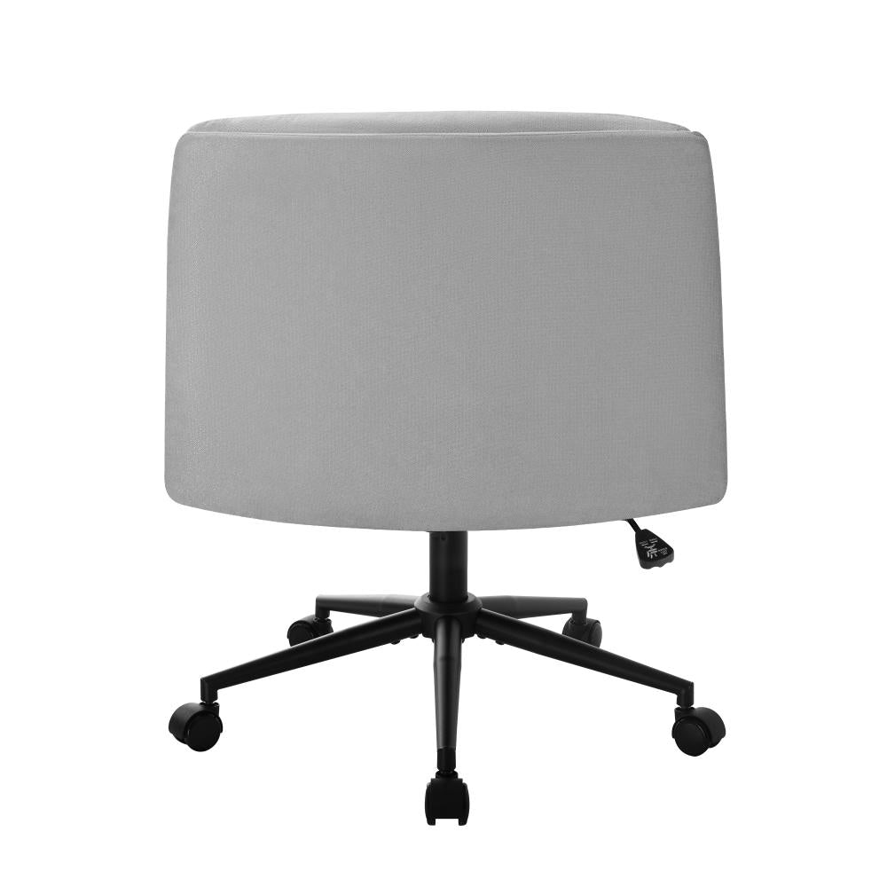 Oikiture Mid Back Office Chair Wide Seat Linen Grey with Wheels-Office Chairs-PEROZ Accessories