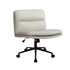 Oikiture Mid Back Office Chair Wide Seat Leather Beige with Wheels-Office Chairs-PEROZ Accessories