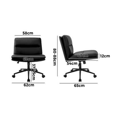 Oikiture Mid Back Office Chair Wide Seat Leather Black with Wheels-Office Chairs-PEROZ Accessories