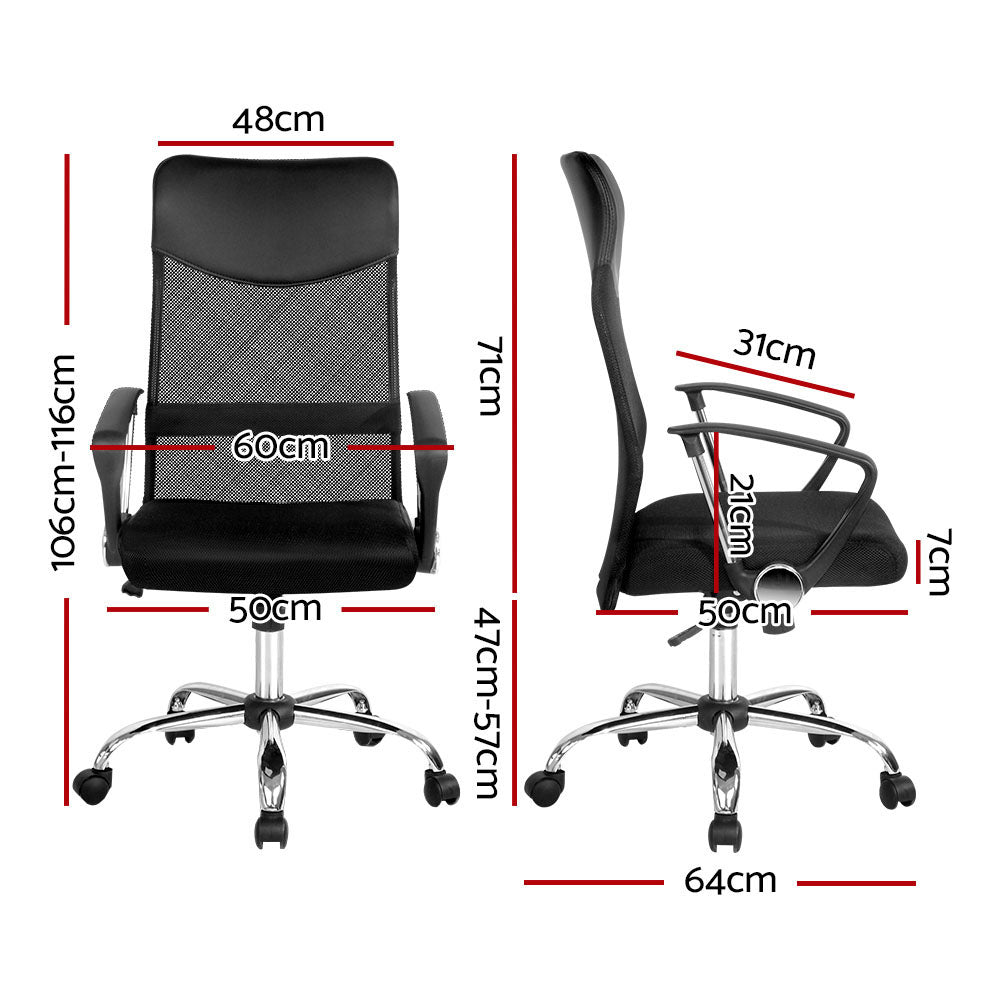 Artiss Mesh Office Chair High Back Black-Furniture &gt; Office-PEROZ Accessories