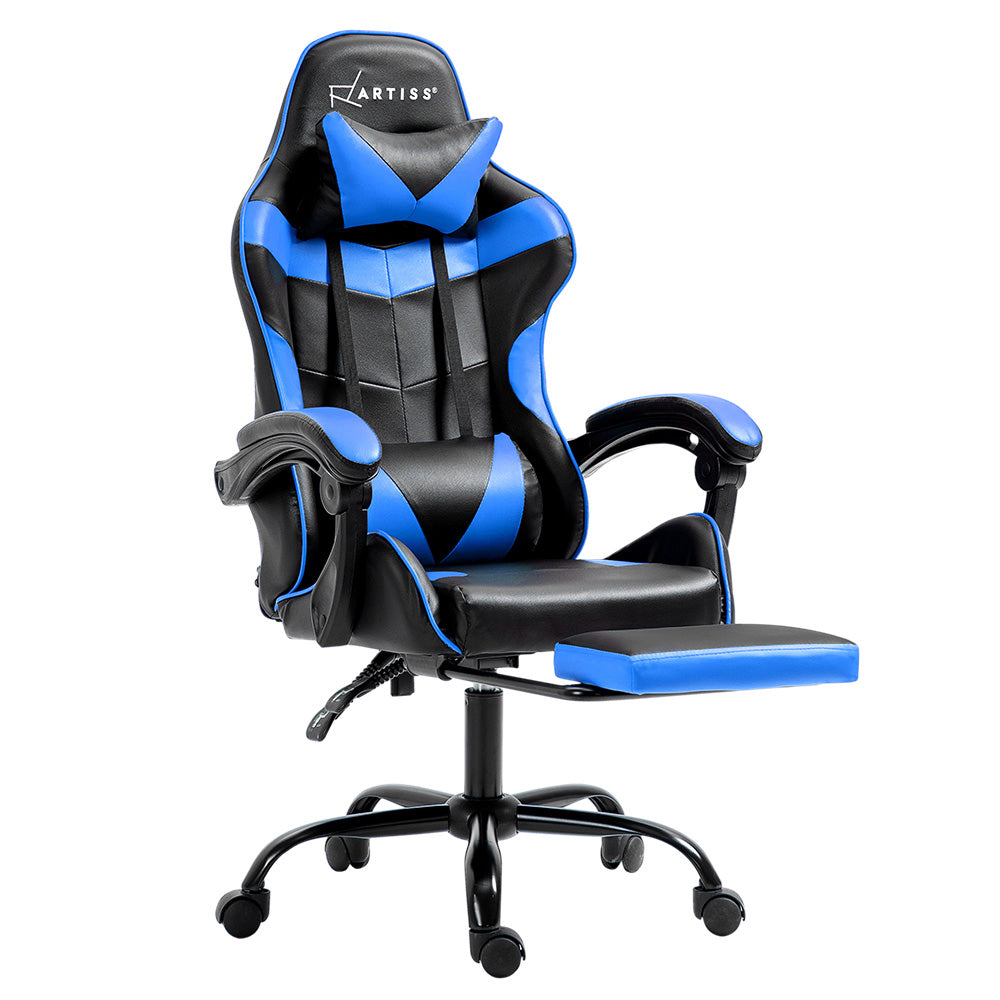 Artiss Gaming Office Chair Recliner Footrest Blue-Furniture &gt; Office-PEROZ Accessories