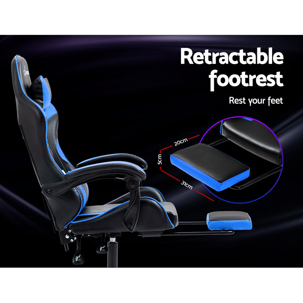 Artiss Gaming Office Chair Recliner Footrest Blue-Furniture &gt; Office-PEROZ Accessories