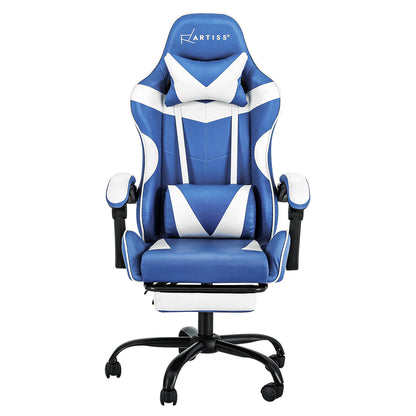 Artiss Gaming Office Chair Executive Computer Leather Chairs Footrest Blue White-Furniture &gt; Office-PEROZ Accessories