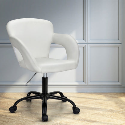 Artiss Office Chair Mid Back White-Furniture &gt; Bar Stools &amp; Chairs-PEROZ Accessories