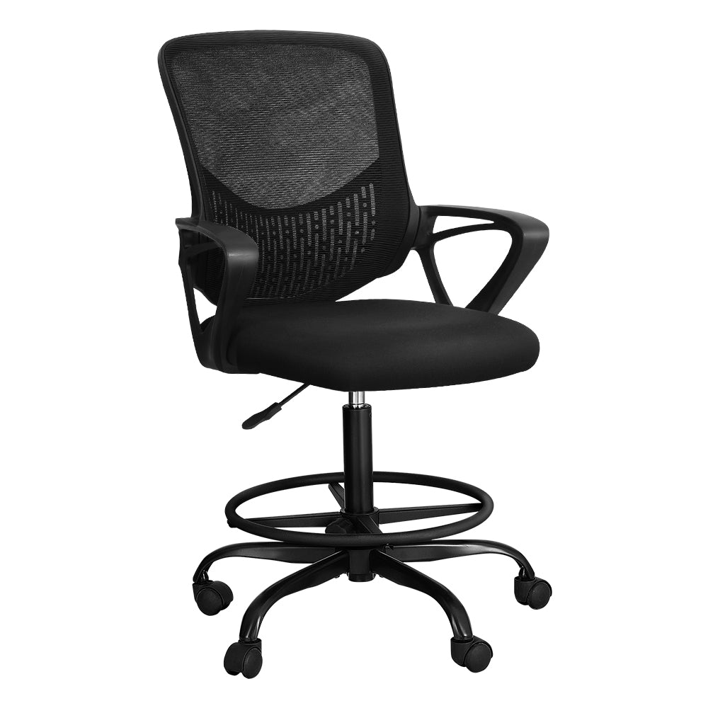 Artiss Office Chair Drafting Stool Computer Standing Desk Mesh Chairs Black-Office Chairs-PEROZ Accessories