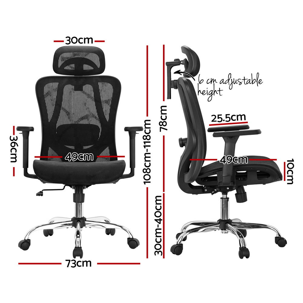 Artiss Ergonomic Office Chair Recline Black-Furniture &gt; Bar Stools &amp; Chairs-PEROZ Accessories