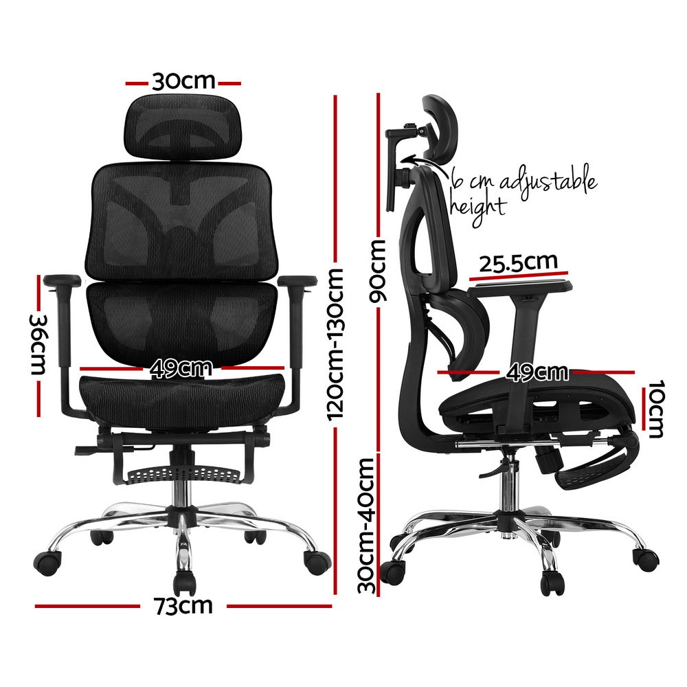 Artiss Ergonomic Office Chair Footrest Black-Furniture &gt; Bar Stools &amp; Chairs-PEROZ Accessories