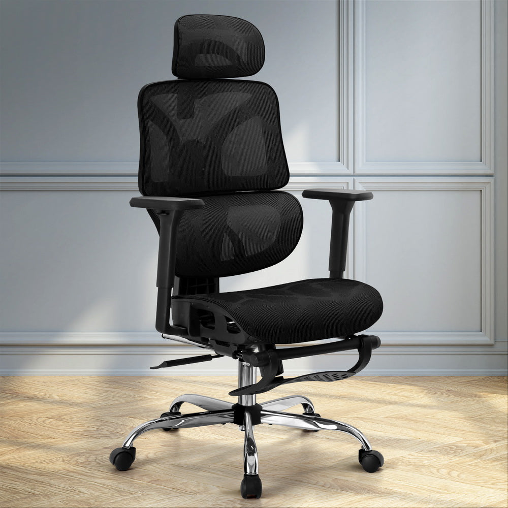 Artiss Ergonomic Office Chair Footrest Black-Furniture &gt; Bar Stools &amp; Chairs-PEROZ Accessories