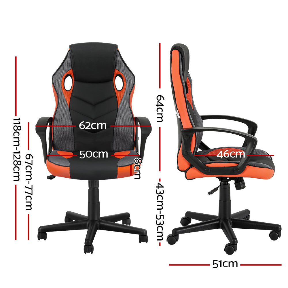 Artiss Gaming Office Chair Computer Executive Racing Chairs High Back Orange-Furniture &gt; Office-PEROZ Accessories