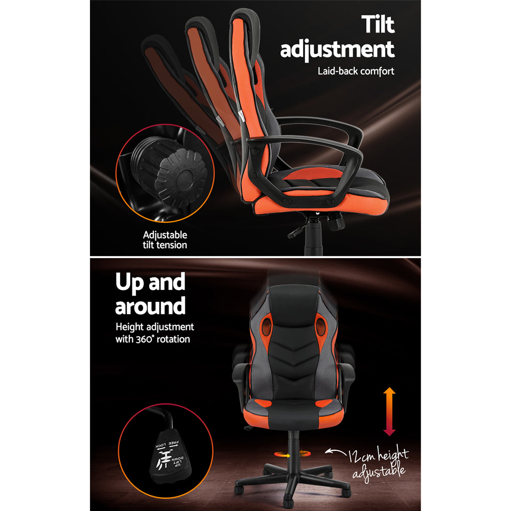 Artiss Gaming Office Chair Computer Executive Racing Chairs High Back Orange-Furniture &gt; Office-PEROZ Accessories