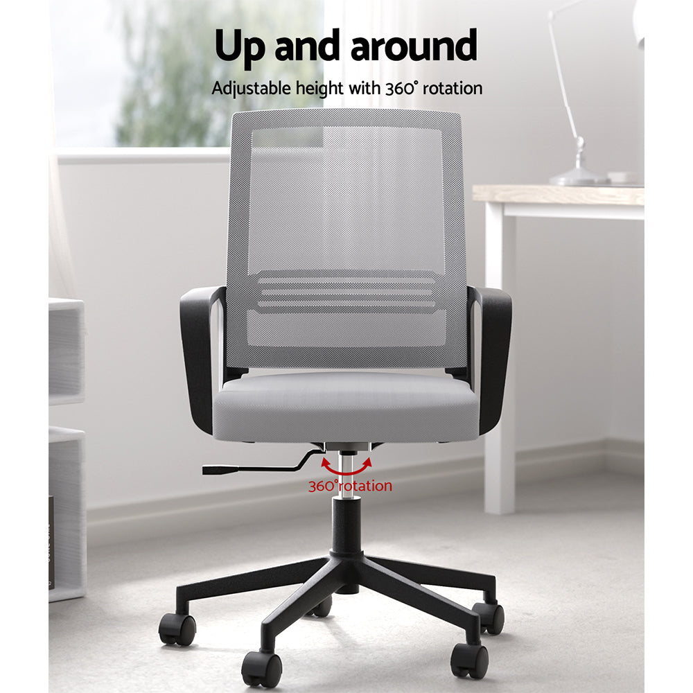 Artiss Mesh Office Chair Computer Gaming Desk Chairs Work Study Mid Back Grey-Office Chairs-PEROZ Accessories