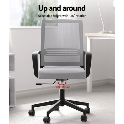 Artiss Mesh Office Chair Computer Gaming Desk Chairs Work Study Mid Back Grey-Office Chairs-PEROZ Accessories