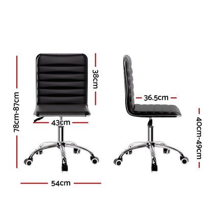 Artiss Office Chair Conference Chairs PU Leather Low Back Black-Office Chairs-PEROZ Accessories