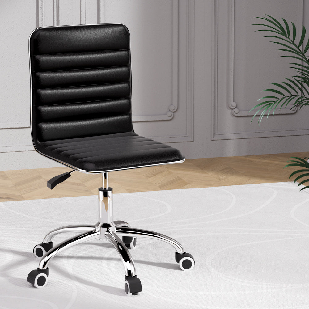 Artiss Office Chair Conference Chairs PU Leather Low Back Black-Office Chairs-PEROZ Accessories