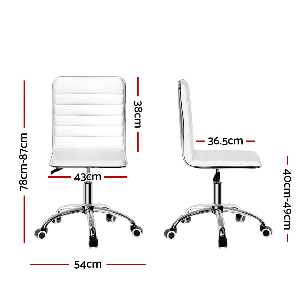 Artiss Office Chair Conference Chairs PU Leather Low Back White-Office Chairs-PEROZ Accessories