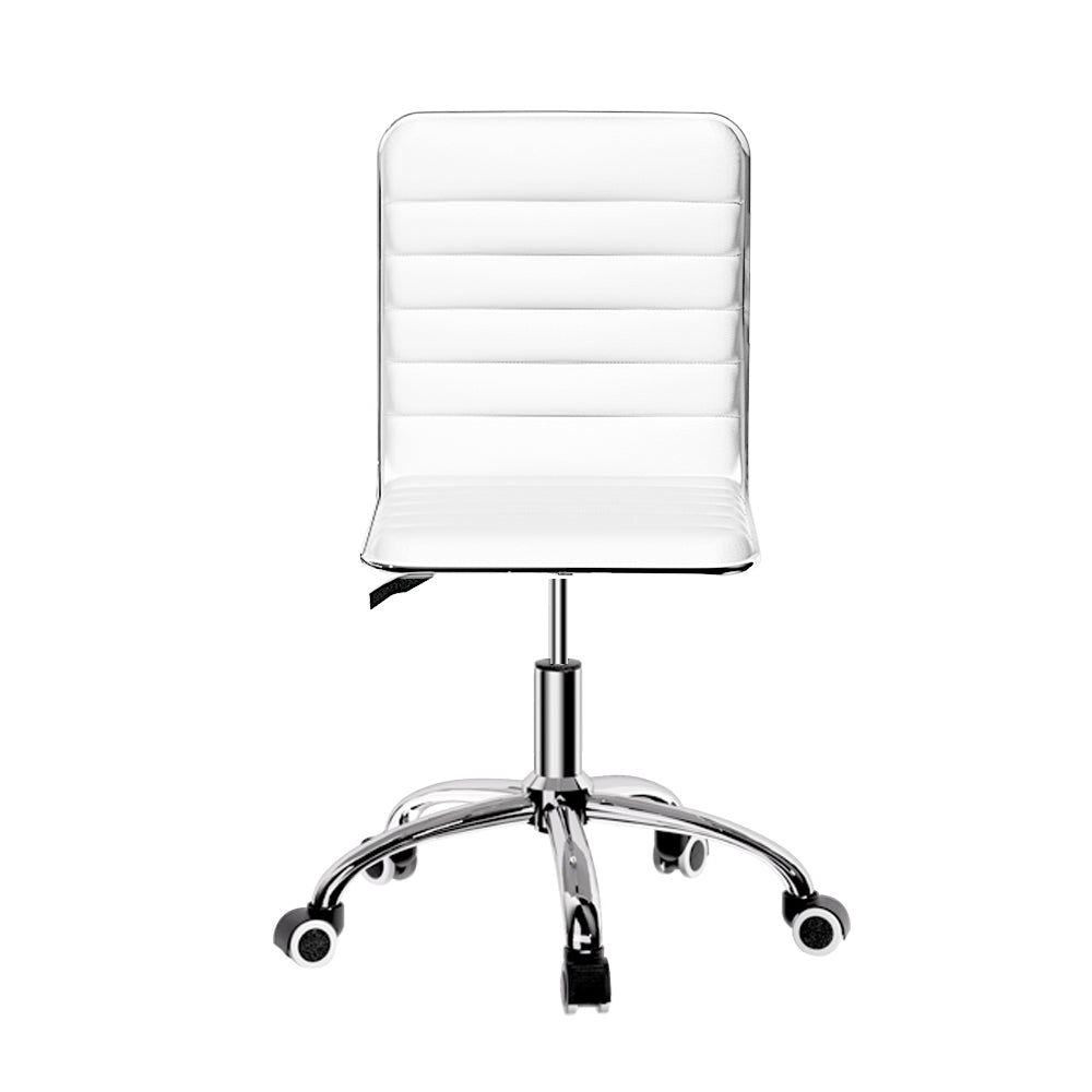 Artiss Office Chair Conference Chairs PU Leather Low Back White-Office Chairs-PEROZ Accessories