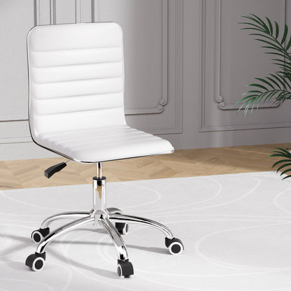 Artiss Office Chair Conference Chairs PU Leather Low Back White-Office Chairs-PEROZ Accessories