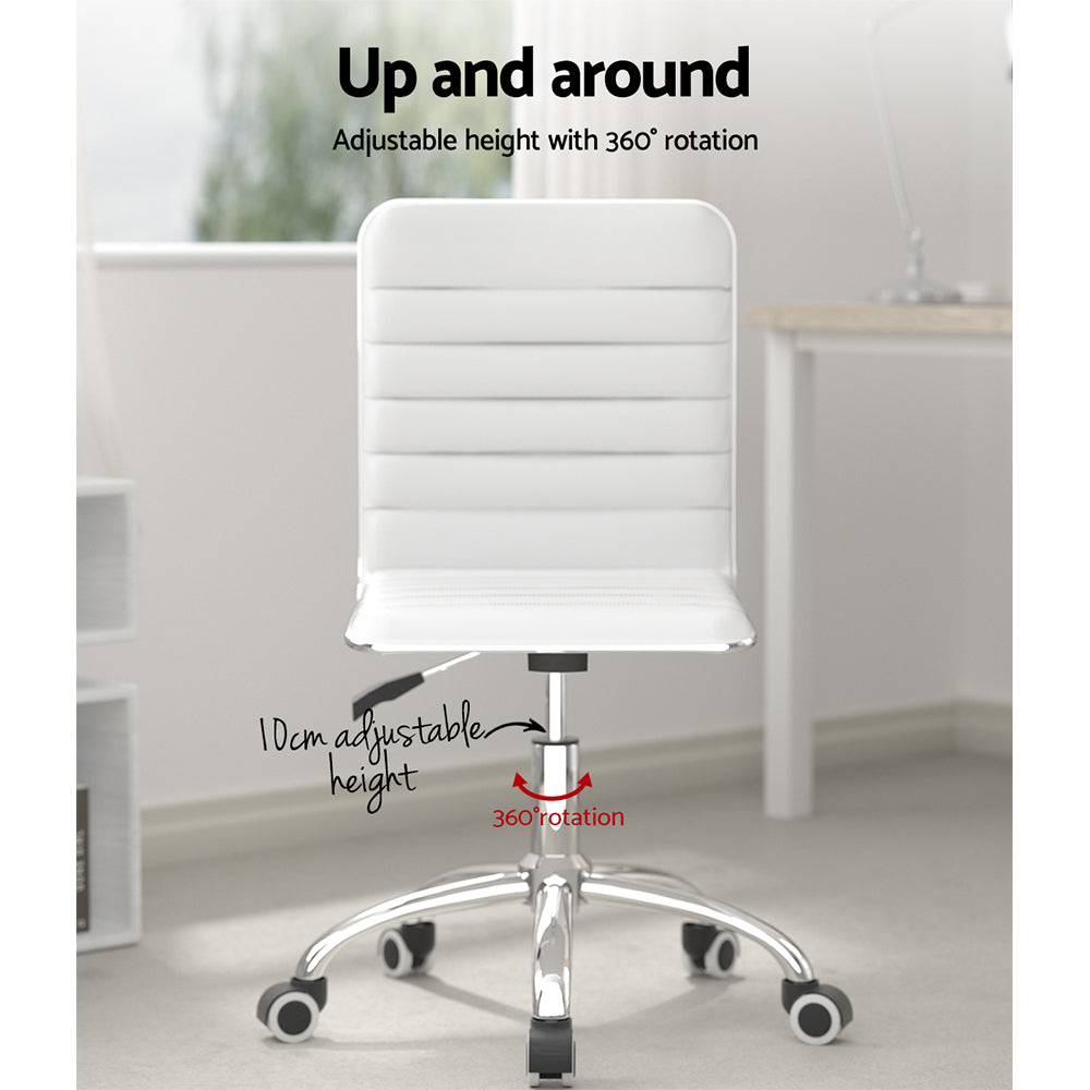 Artiss Office Chair Conference Chairs PU Leather Low Back White-Office Chairs-PEROZ Accessories