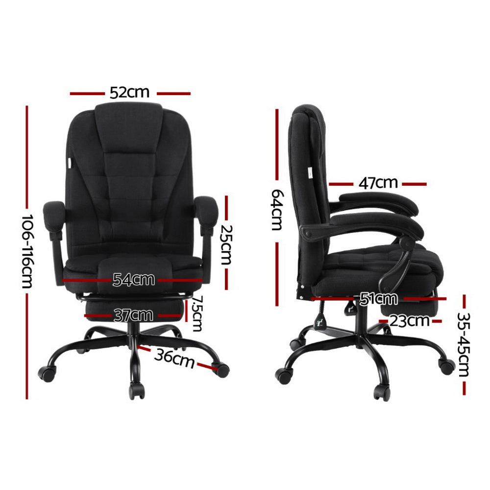 Artiss Office Chair Executive Fabric Seat Racing Computer Desk Chairs Footrest-Furniture &gt; Office &gt; Office &amp; Desk Chairs-PEROZ Accessories