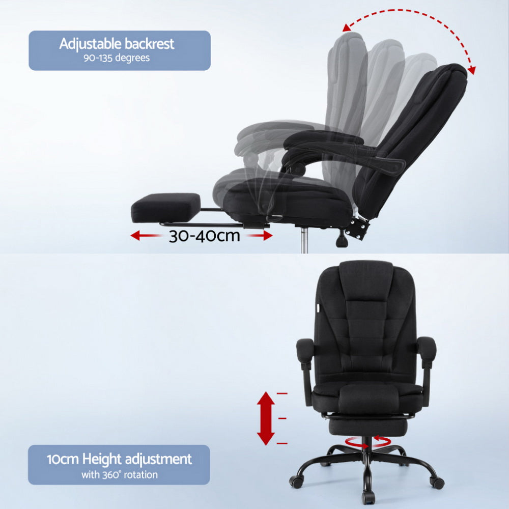 Artiss Office Chair Executive Fabric Seat Racing Computer Desk Chairs Footrest-Furniture &gt; Office &gt; Office &amp; Desk Chairs-PEROZ Accessories