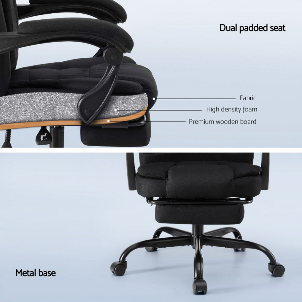 Artiss Office Chair Executive Fabric Seat Racing Computer Desk Chairs Footrest-Furniture &gt; Office &gt; Office &amp; Desk Chairs-PEROZ Accessories