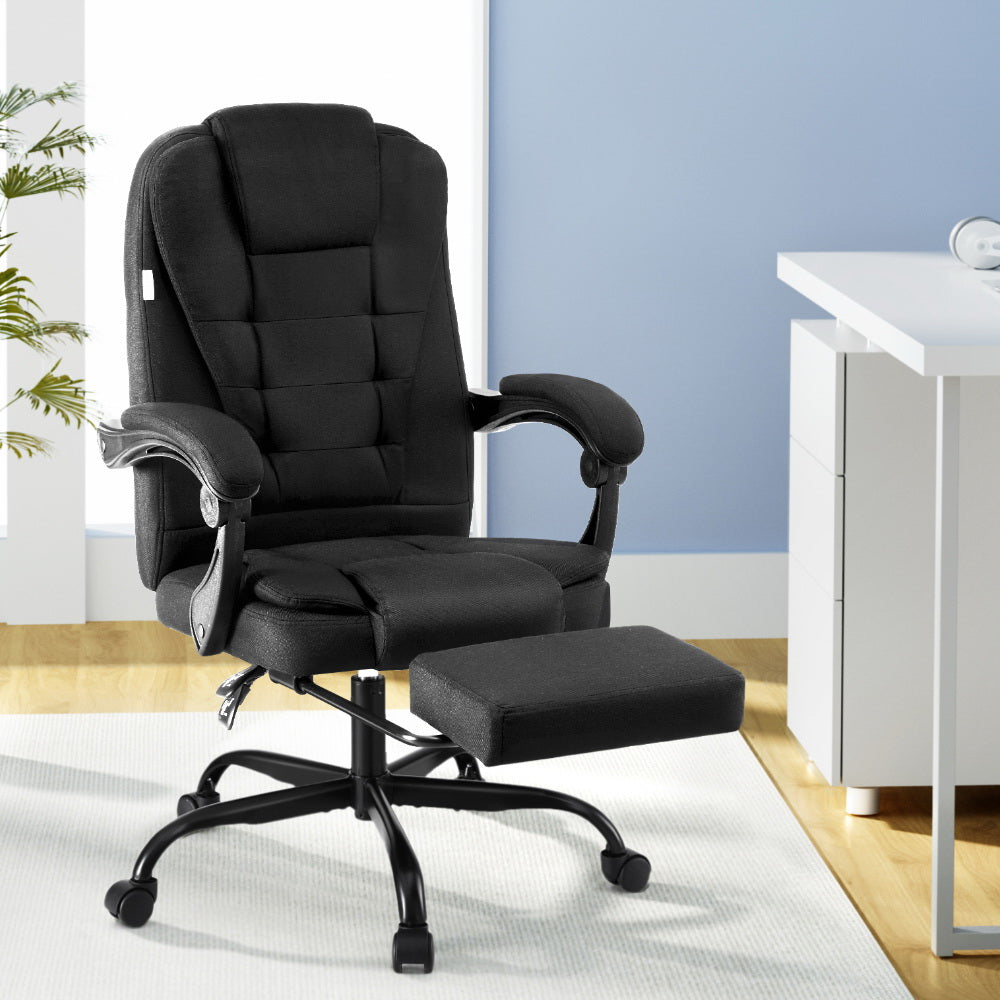 Artiss Office Chair Executive Fabric Seat Racing Computer Desk Chairs Footrest-Furniture &gt; Office &gt; Office &amp; Desk Chairs-PEROZ Accessories