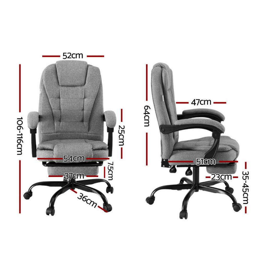 Artiss Office Chair Executive Fabric Seat Racing Computer Desk Chairs Footrest-Furniture &gt; Office &gt; Office &amp; Desk Chairs-PEROZ Accessories