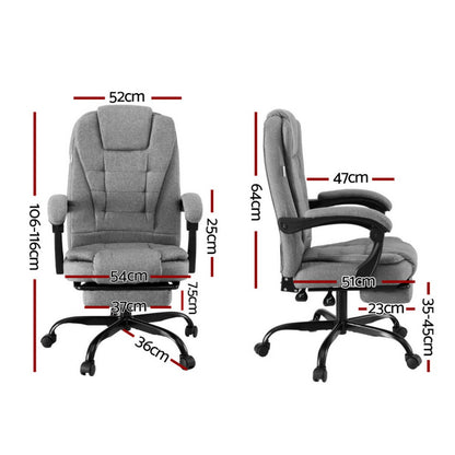 Artiss Office Chair Executive Fabric Seat Racing Computer Desk Chairs Footrest-Furniture &gt; Office &gt; Office &amp; Desk Chairs-PEROZ Accessories