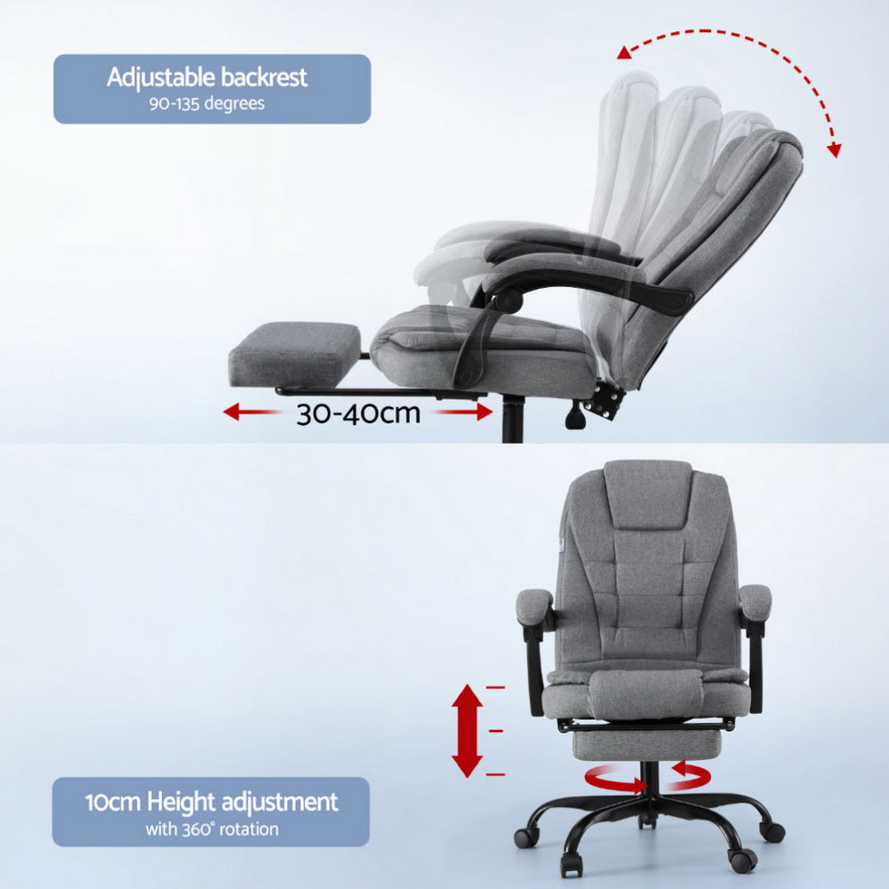 Artiss Office Chair Executive Fabric Seat Racing Computer Desk Chairs Footrest-Furniture &gt; Office &gt; Office &amp; Desk Chairs-PEROZ Accessories