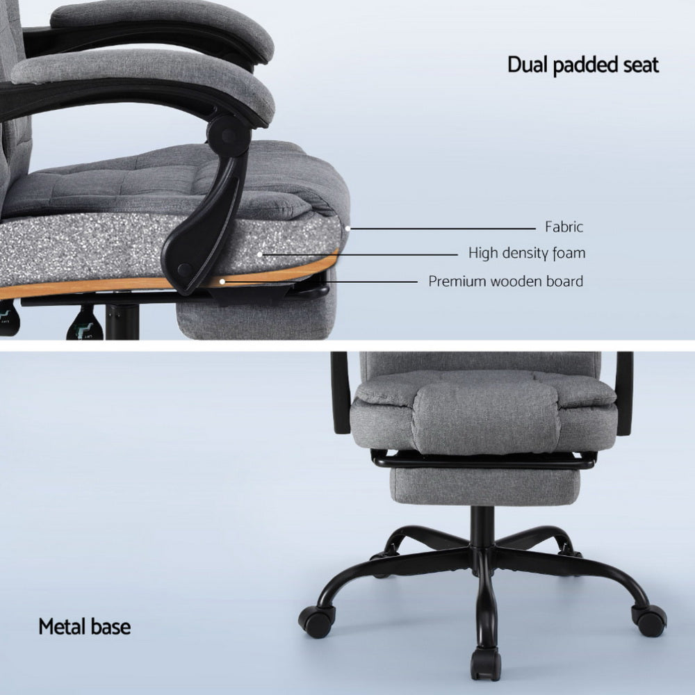 Artiss Office Chair Executive Fabric Seat Racing Computer Desk Chairs Footrest-Furniture &gt; Office &gt; Office &amp; Desk Chairs-PEROZ Accessories