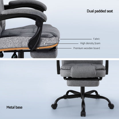 Artiss Office Chair Executive Fabric Seat Racing Computer Desk Chairs Footrest-Furniture &gt; Office &gt; Office &amp; Desk Chairs-PEROZ Accessories