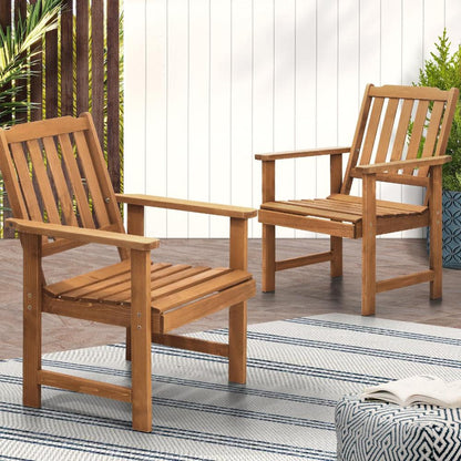 Livsip Outdoor Armchair Wooden Patio Furniture Set of 2 Chairs Set Garden Seat-Outdoor Patio Sets-PEROZ Accessories