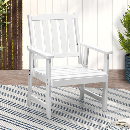 Livsip Outdoor Armchair Wooden Patio Furniture Chairs Garden Seat White-Outdoor Patio Sets-PEROZ Accessories