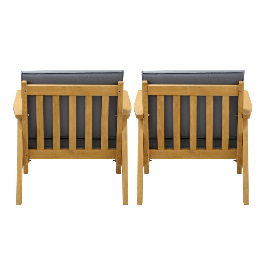 Livsip 2PCS Outdoor Wooden Armchair with Cushion-Outdoor Patio Sets-PEROZ Accessories