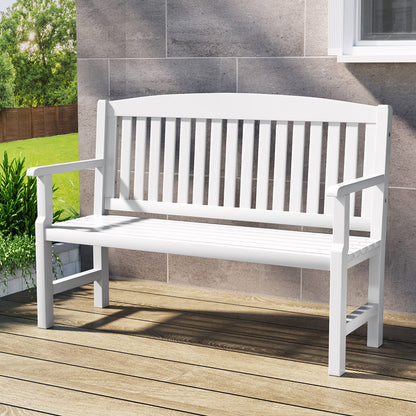 Gardeon Outdoor Garden Bench Wooden 2 Seater Lounge Chair Patio Furniture White-Outdoor Benches-PEROZ Accessories