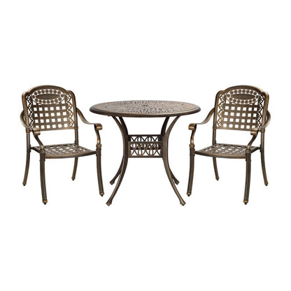 Livsip 3 Piece Outdoor Dining Chairs Bistro Set Cast Aluminium Patio Furniture-Outdoor Dining Sets-PEROZ Accessories