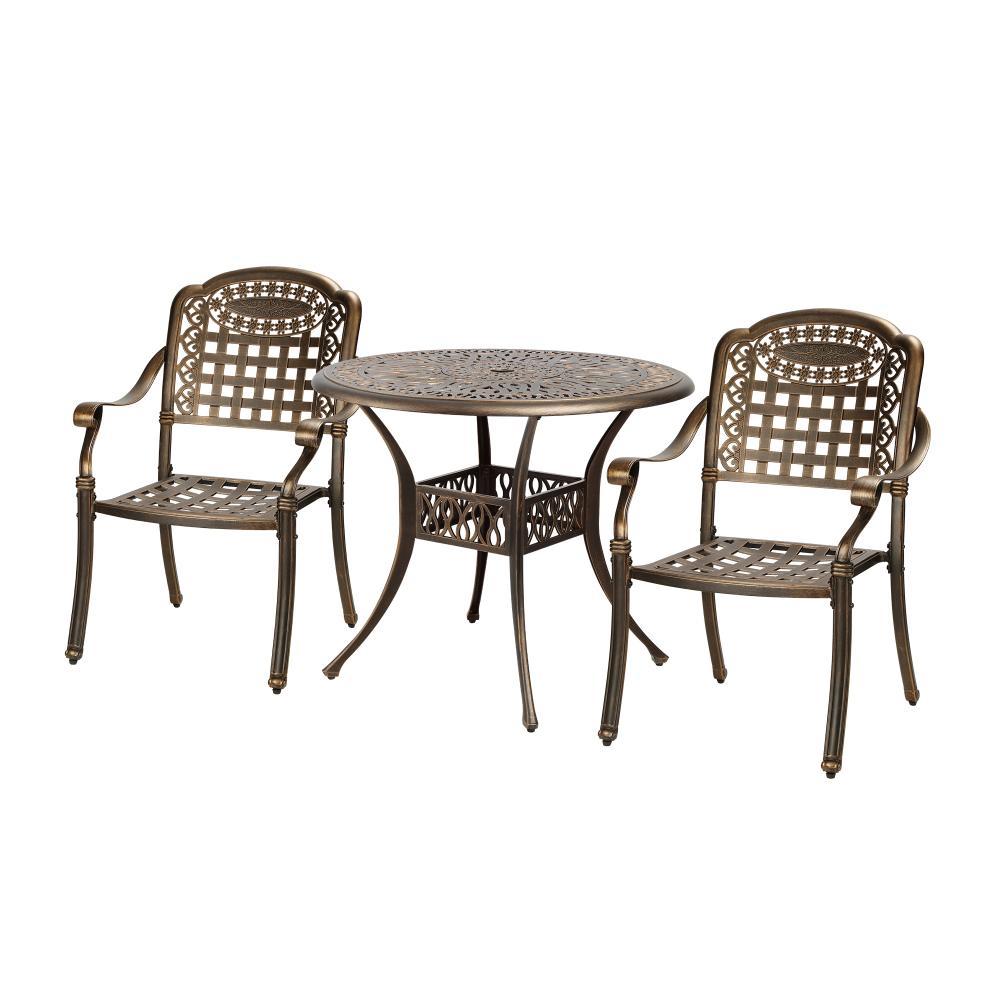 Livsip 3 Piece Outdoor Dining Chairs Bistro Set Cast Aluminium Patio Furniture-Outdoor Dining Sets-PEROZ Accessories