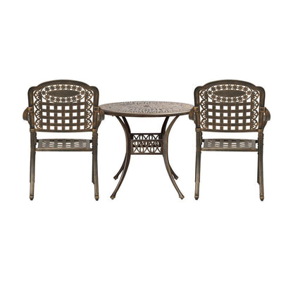 Livsip 3 Piece Outdoor Dining Chairs Bistro Set Cast Aluminium Patio Furniture-Outdoor Dining Sets-PEROZ Accessories