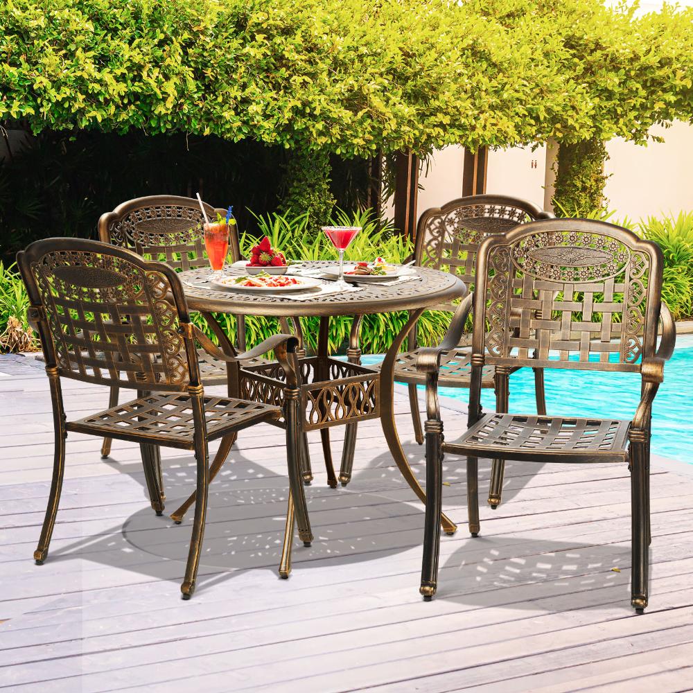 Livsip Outdoor Setting Dining Chairs Bistro Set Patio Garden Furniture 5 Piece-Outdoor Dining Sets-PEROZ Accessories