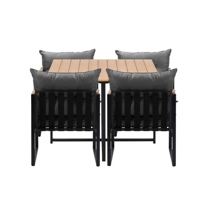 Livsip Outdoor Dining Set Wood-Plastic Table 4 Seater-Outdoor Dining Sets-PEROZ Accessories