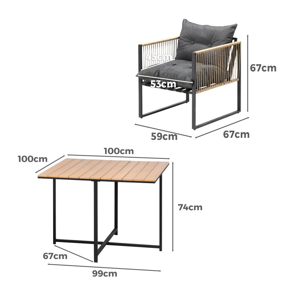 Livsip Outdoor Dining Set Wood-Plastic Table 4 Seater-Outdoor Dining Sets-PEROZ Accessories