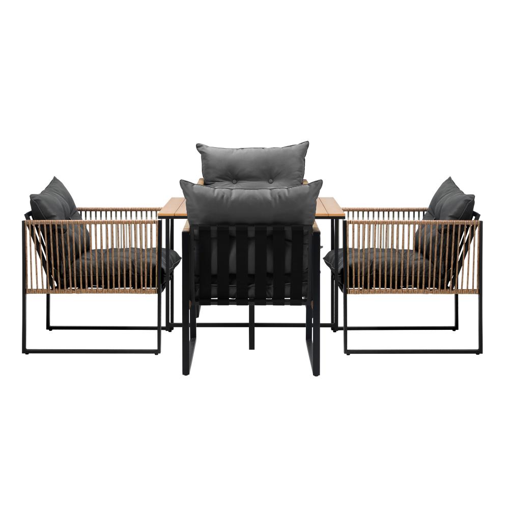 Livsip Outdoor Dining Set Wood-Plastic Table 4 Seater-Outdoor Dining Sets-PEROZ Accessories