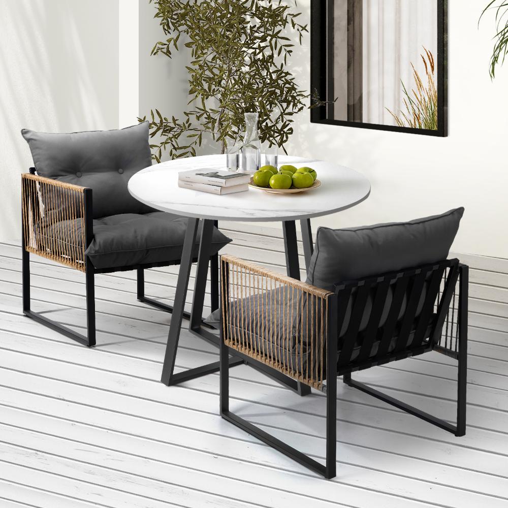 Livsip Outdoor Dining Set 2 Seater Sintered Stone Table-Outdoor Dining Sets-PEROZ Accessories