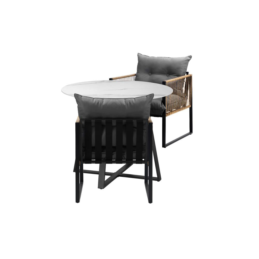 Livsip Outdoor Dining Set 2 Seater Sintered Stone Table-Outdoor Dining Sets-PEROZ Accessories