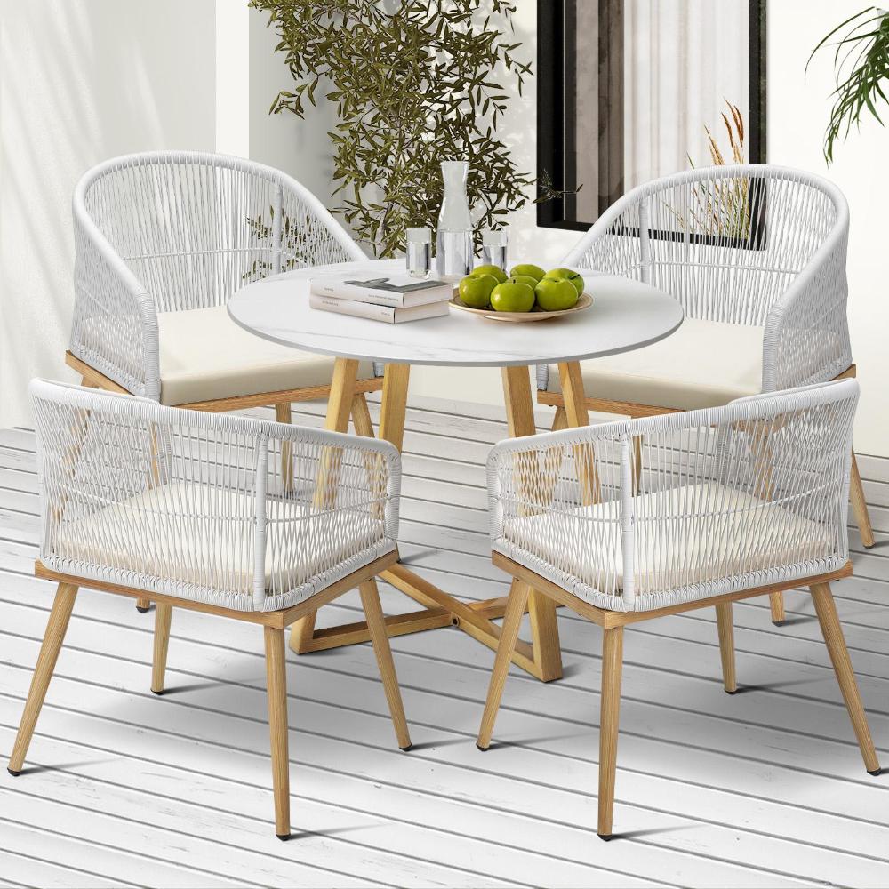 Livsip 5 Piece Outdoor Dining Set Table&amp;Lounge Chairs for Patio-Outdoor Dining Sets-PEROZ Accessories