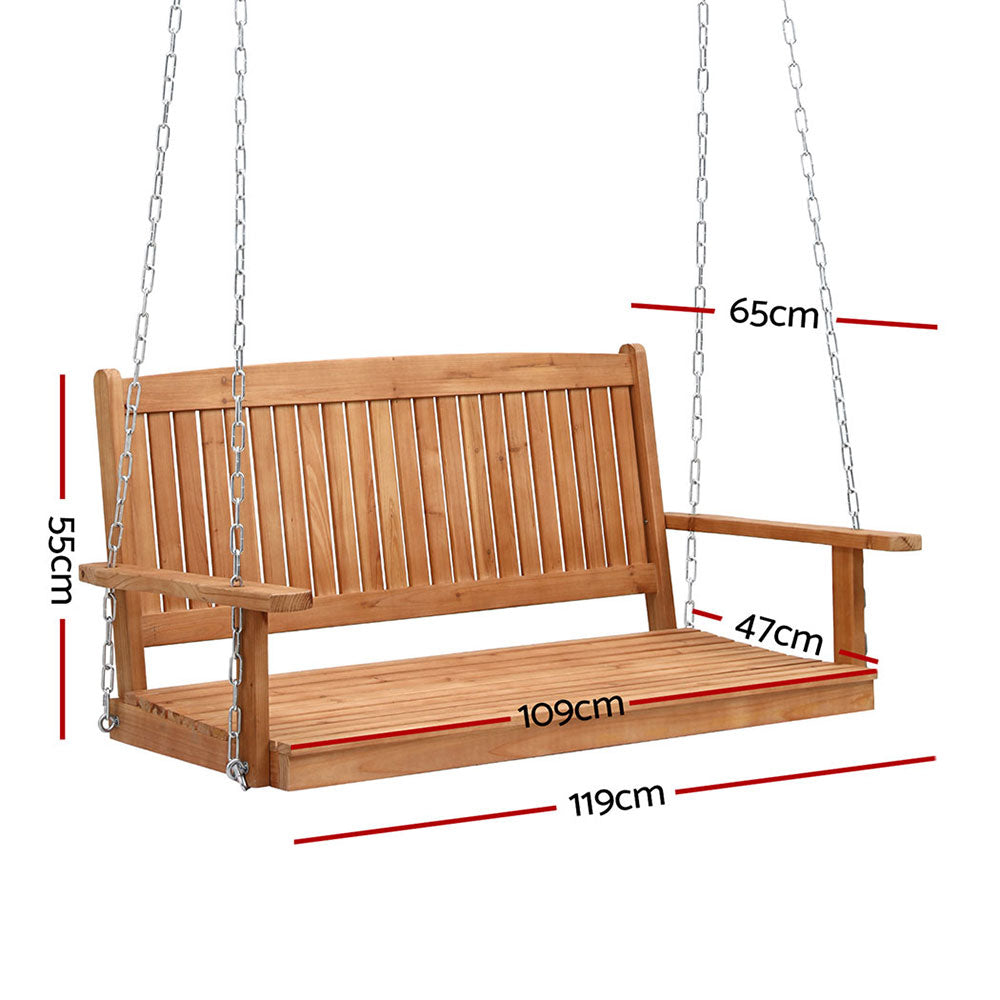 Gardeon Porch Swing Chair With Chain Outdoor Furniture Wooden Bench 2 Seater-Furniture &gt; Outdoor &gt; Outdoor Chairs-PEROZ Accessories