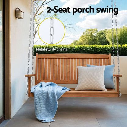 Gardeon Porch Swing Chair With Chain Outdoor Furniture Wooden Bench 2 Seater-Furniture &gt; Outdoor &gt; Outdoor Chairs-PEROZ Accessories