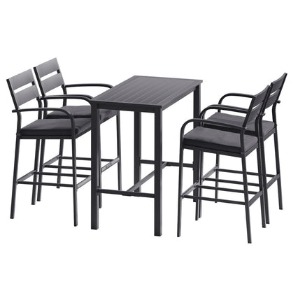 Gardeon Outdoor Bar Set 5-Piece Patio Dining Chairs Aluminium Table Stools-Furniture &gt; Outdoor &gt; Outdoor Dining Sets-PEROZ Accessories